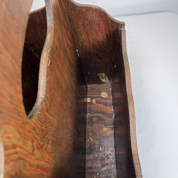 Vintage Wooden Magazine Rack Mid Century Chinoiserie Style with Asian Panels - Picture 6 of 13